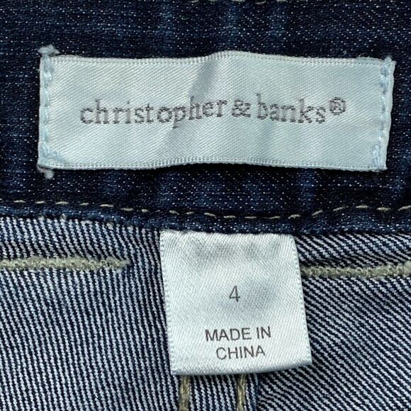 Christopher & Banks Jeans sz 4 Straight Leg Dark Wash Embellished Pockets - Picture 9 of 11